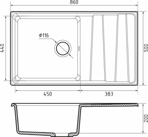 Кухонная мойка Granfest Level LV-860L терракот 85х50 цвет коричневый поверхность матовая - фото 3