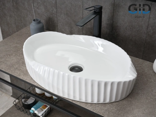 Раковина керамическая Gid Creativo 51223 60х40 накладная цвет белый без отверстий под смеситель - фото 3