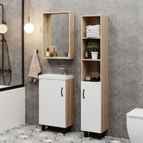 Тумба под раковину Onika Тимбер 104508 50х30 напольная цвет белый/бежевый - фото 5