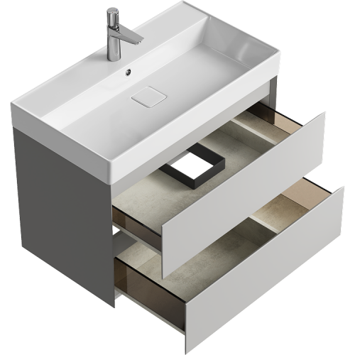 Тумба под раковину Aqwella Y GE01082ST 80х50 подвесная цвет серый - фото 2