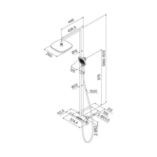 Душевая стойка Iddis SpaHome SPHBLTKi06 настенная цвет черный с термостатом - фото 2