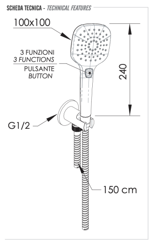Душевой гарнитур Remer  337M318CP настенный хром - фото 2