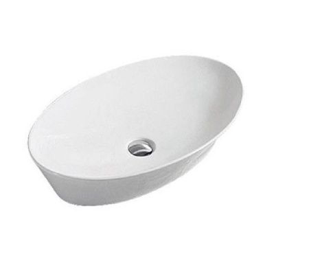 Раковина из сантехнического фаянса CeramaLux 9397 60х40 накладная цвет белый без отверстий под смеситель