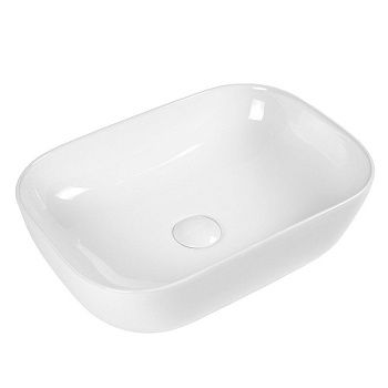 Раковина из сантехнического фарфора Bond Cube S54-450 50х30 накладная цвет белый без отверстий под смеситель