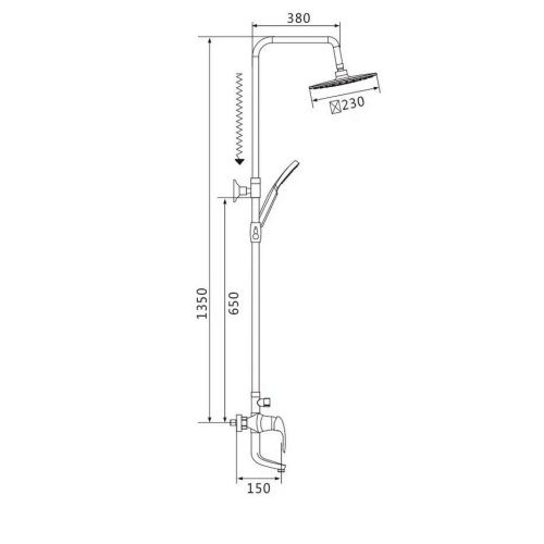 Душевая стойка Shevanik S9836H настенная цвет черный/хром - фото 3
