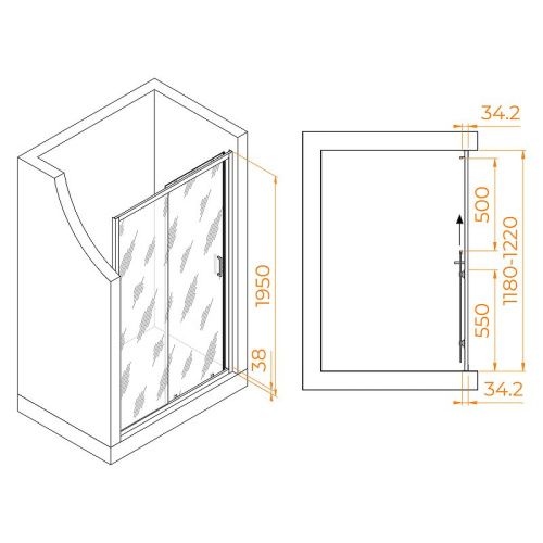 Душевая дверь RGW Passage 41081412-110 120х195 стекло прозрачное профиль сатин - фото 3