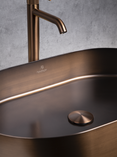 Раковина из нержавеющей стали AltroBagno Eterno AltroBagnoEterno001028BrAn 60х40 накладная цвет бронза - фото 4