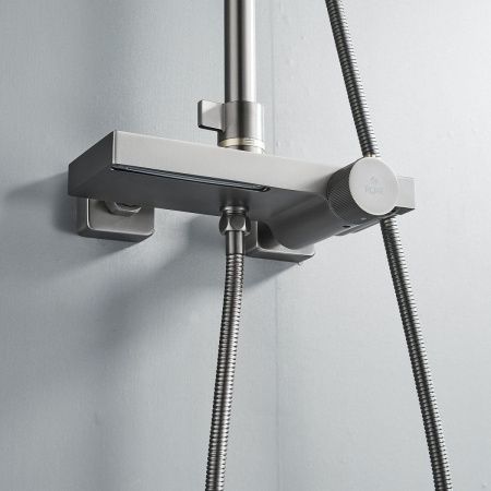 Душевая стойка Rose R1896T-6 настенная цвет серый с термостатом