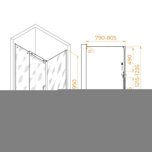 Душевой уголок RGW Tornado 02074428-14 120х80 стекло прозрачное профиль черный без поддона - фото 2