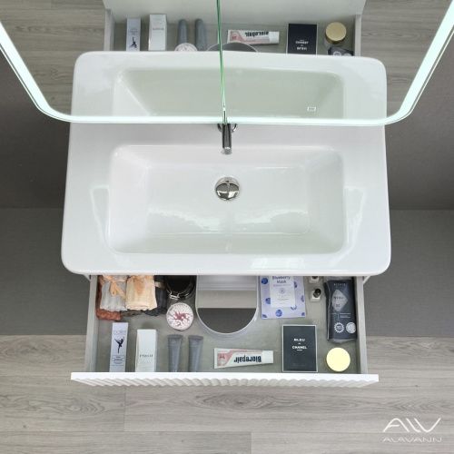 Тумба с раковиной Alavann Wave ALV1112000 80х50 подвесная цвет белый - фото 4