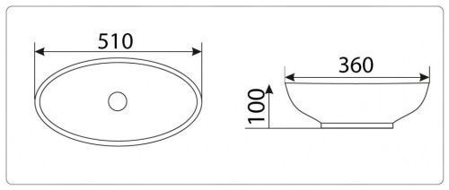 Раковина из сантехнического фаянса CeramaLux 9022 50х40 накладная цвет белый без отверстий под смеситель - фото 2