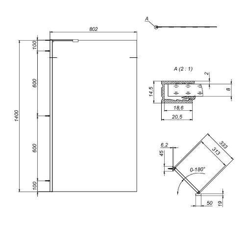 Душевая шторка на ванну Am.Pm Gem W90BS-080-140CT 80х140 стекло прозрачное профиль хром ориентация универсальная - фото 3