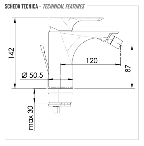 Смеситель Remer Infinity I20XV на биде нержавеющая сталь - фото 2