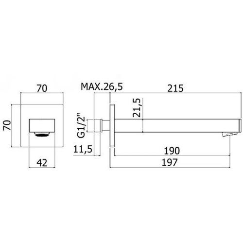 Излив Paffoni ZBOC111NO настенный черный - фото 2