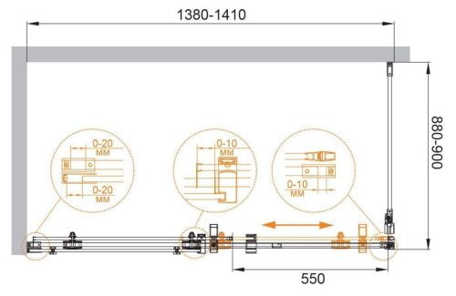 Душевой уголок Cezares STYLUS-M STYLUS-O-M-AH-1-140/90-C-Cr 140х90 стекло прозрачное профиль хром без поддона - фото 4