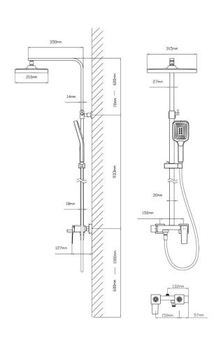 Душевая стойка Vincea Cube VSFS-4C12BG настенная цвет золото - фото 3