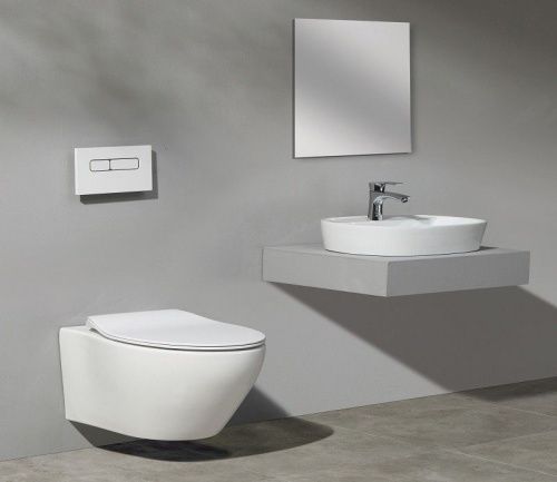 Раковина из сантехнического фаянса CeramaLux D1346 60х40 накладная цвет белый 1 отверстие под смеситель - фото 2