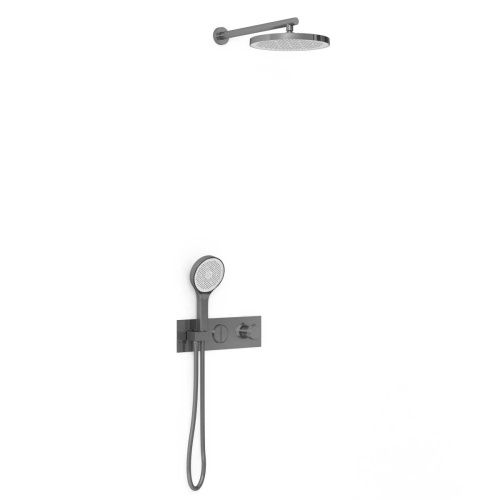 Душевая система Vincea VSFW-422T2GM встраиваемая в стену цвет вороненая сталь с термостатом - фото 3