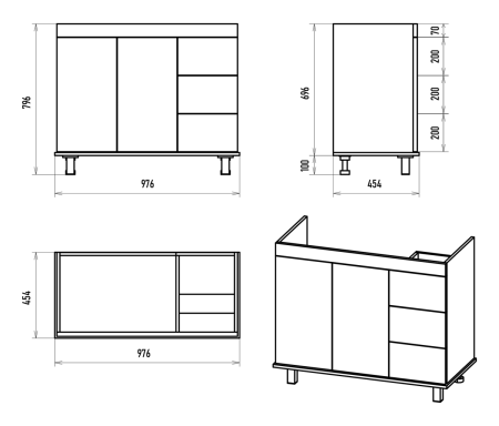 Тумба под раковину Misty Аврора П-Авр-06100-0143Я 100х50 напольная цвет белый