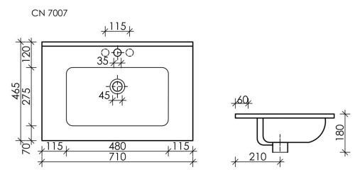 Раковина из сантехнического фарфора Ceramica Nova ELEMENT CN7007MB 70х50 накладная цвет черный 1 отверстие под смеситель - фото 4