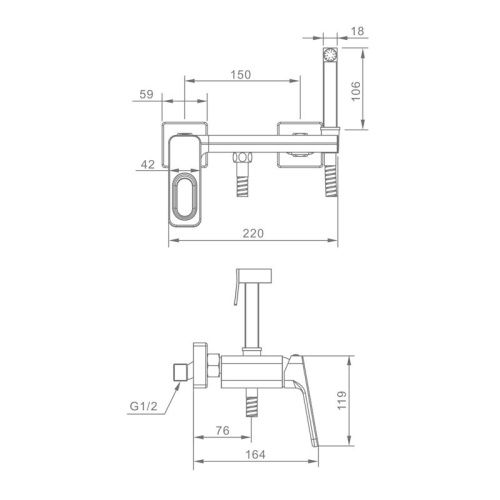 Гигиенический душ со смесителем Raglo R51 R51.51.06 черный - фото 2