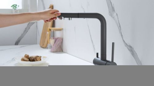 Смеситель для кухни Paulmark SERPENTINE Se213222-GRM на мойку серый - фото 2