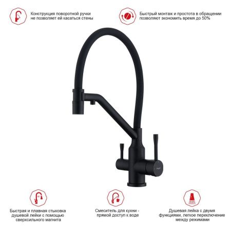 Смеситель для кухни Raglo R81 R81.62.06 на мойку черный