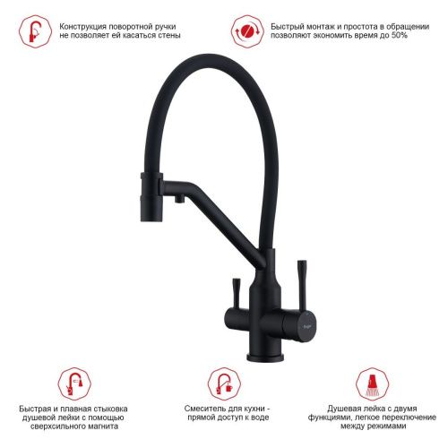 Смеситель для кухни Raglo R81 R81.62.06 на мойку черный - фото 3