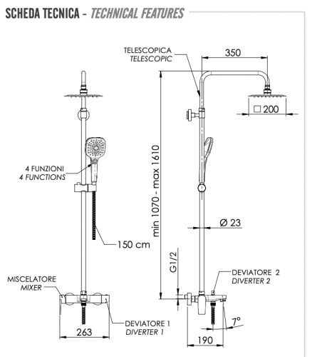 Душевая стойка Remer Dream D34A8MPUFM25T настенная цвет хром - фото 2