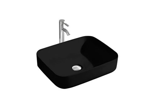 Раковина из сантехнического фарфора Aquatek ВЕГА AQ5515-MB 50х40 накладная цвет черный без отверстий под смеситель