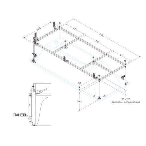 Каркас для ванны Cezares PLANE PLANE-190-80-MF-R - фото 2