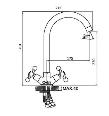 Смеситель для кухни D-Lin D153810-E на мойку хром