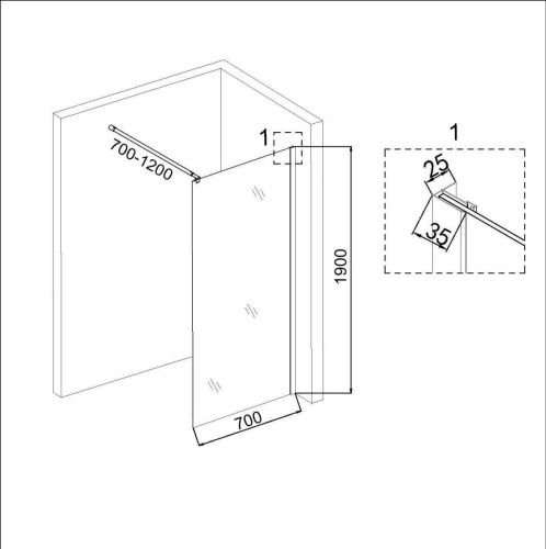 Душевая перегородка Niagara Eco NG-552-70BLACK 70х190 стекло прозрачное профиль черный - фото 5