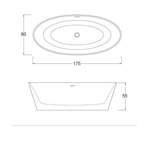 Ванна из искусственного камня Gruppo Treesse ALMA V015BO 175х80 отдельностоящая овальная - фото 4