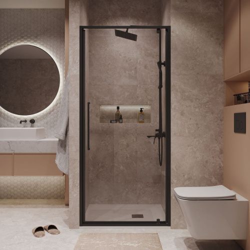 Душевая дверь Niagara Nova NG-85-10AB 100х195 стекло прозрачное профиль черный - фото 4