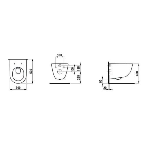 Чаша унитаза подвесная Laufen Pro 8.2095.6.000.000.1 цвет белый без сиденья каскадный смыв - фото 2