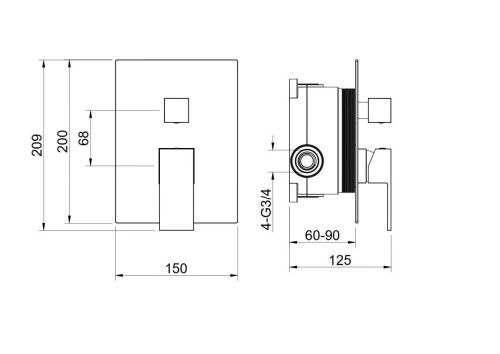 Смеситель для ванны Aquatek ЛИБРА AQ1646CR встраиваемый в стену хром - фото 4