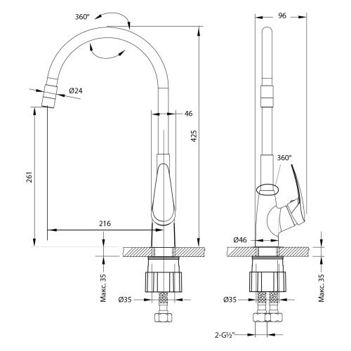 Смеситель для кухни LeMark Linara LM0415C-Black на мойку черный/хром - фото 2