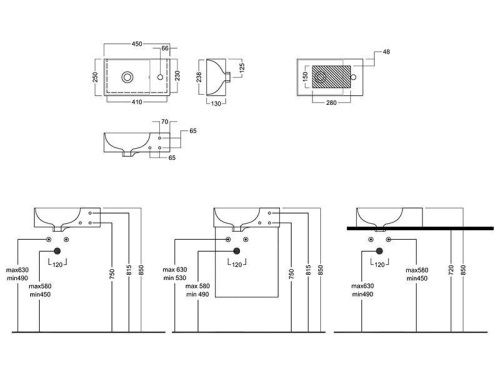 Раковина из сантехнического фаянса Hatria BAHIA_13 BH0450250011TS0 50х30 подвесная цвет белый 1 отверстие под смеситель - фото 3