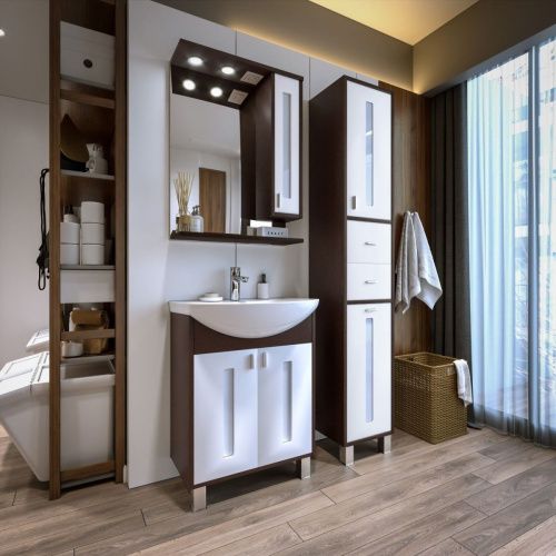 Зеркало-шкаф Бриклаер Бали 4627125411823 60х80 подвесной цвет белый/коричневый - фото 4