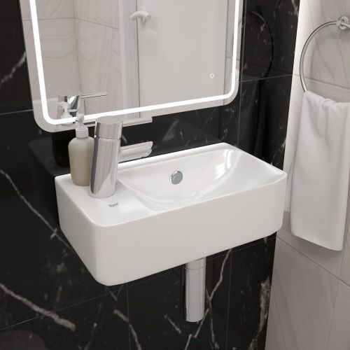 Раковина из сантехнического фарфора Teymi Hanna T50901 45х26 подвесная цвет белый 1 отверстие под смеситель - фото 4