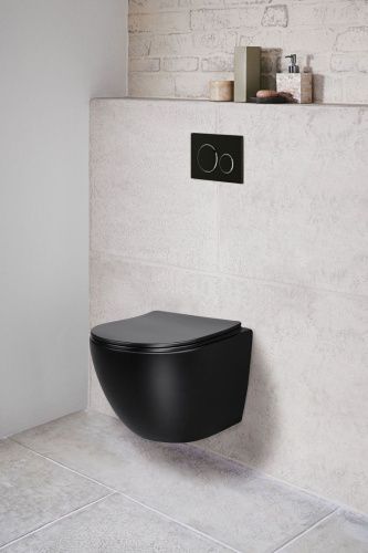 Унитаз подвесной Vincea Globo VT1-14SMB черный с сиденьем микролифт безободковый душевой смыв