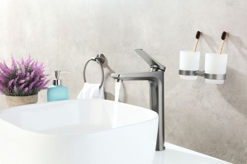 Смеситель для раковины LeMark Bronx LM3709GM на столешницу графит - фото 2