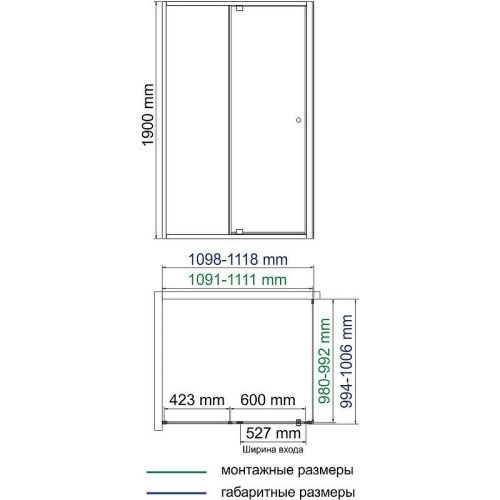 Душевой уголок Wasserkraft Aula 11P 11P16 110х100 стекло прозрачное профиль хром без поддона - фото 4