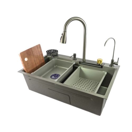 Кухонная мойка Fmark FSC003T 75х45 цвет серый поверхность матовая - фото 2