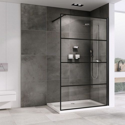 Душевая перегородка Abber Immer Offen AG65120B 120х200 стекло прозрачное профиль черный - фото 2