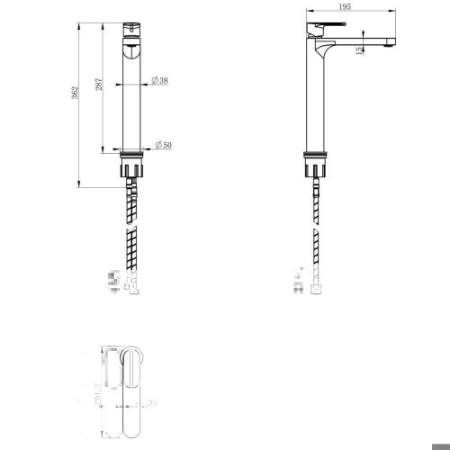 Смеситель для раковины Wonzon & Woghand WW-H1034-MB на столешницу черный - фото 5