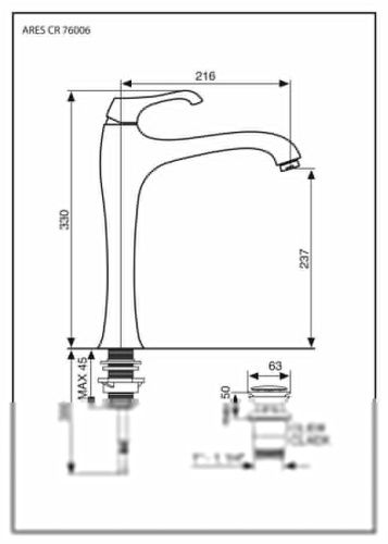 Смеситель для раковины Emmevi Ares 76006/BIO на столешницу белый - фото 2
