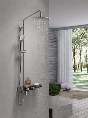 Душевая стойка LeMark Tropic LM7009C настенная цвет черный/хром с термостатом - фото 2