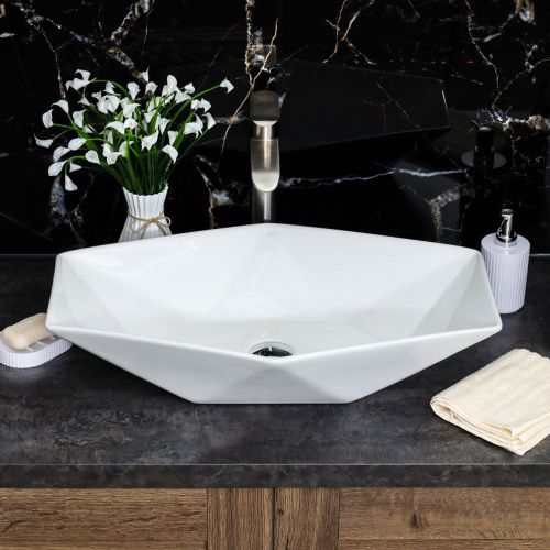 Раковина из сантехнического фарфора Melana 78125-805 60х40 накладная цвет белый без отверстий под смеситель - фото 3